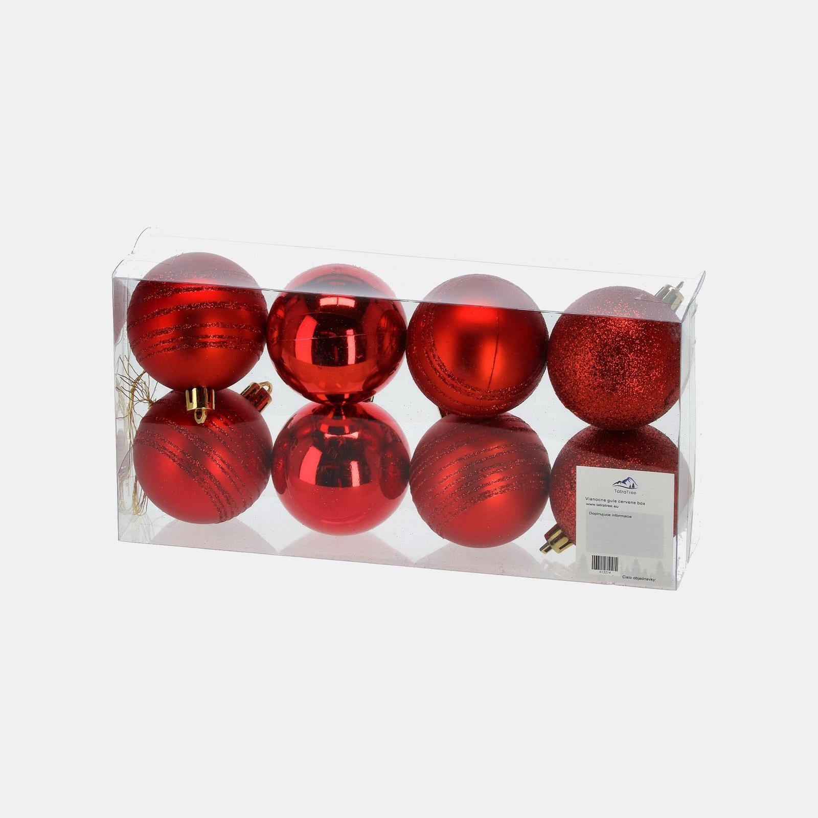 Červené vianočné gule v krabičke - DREVTEX