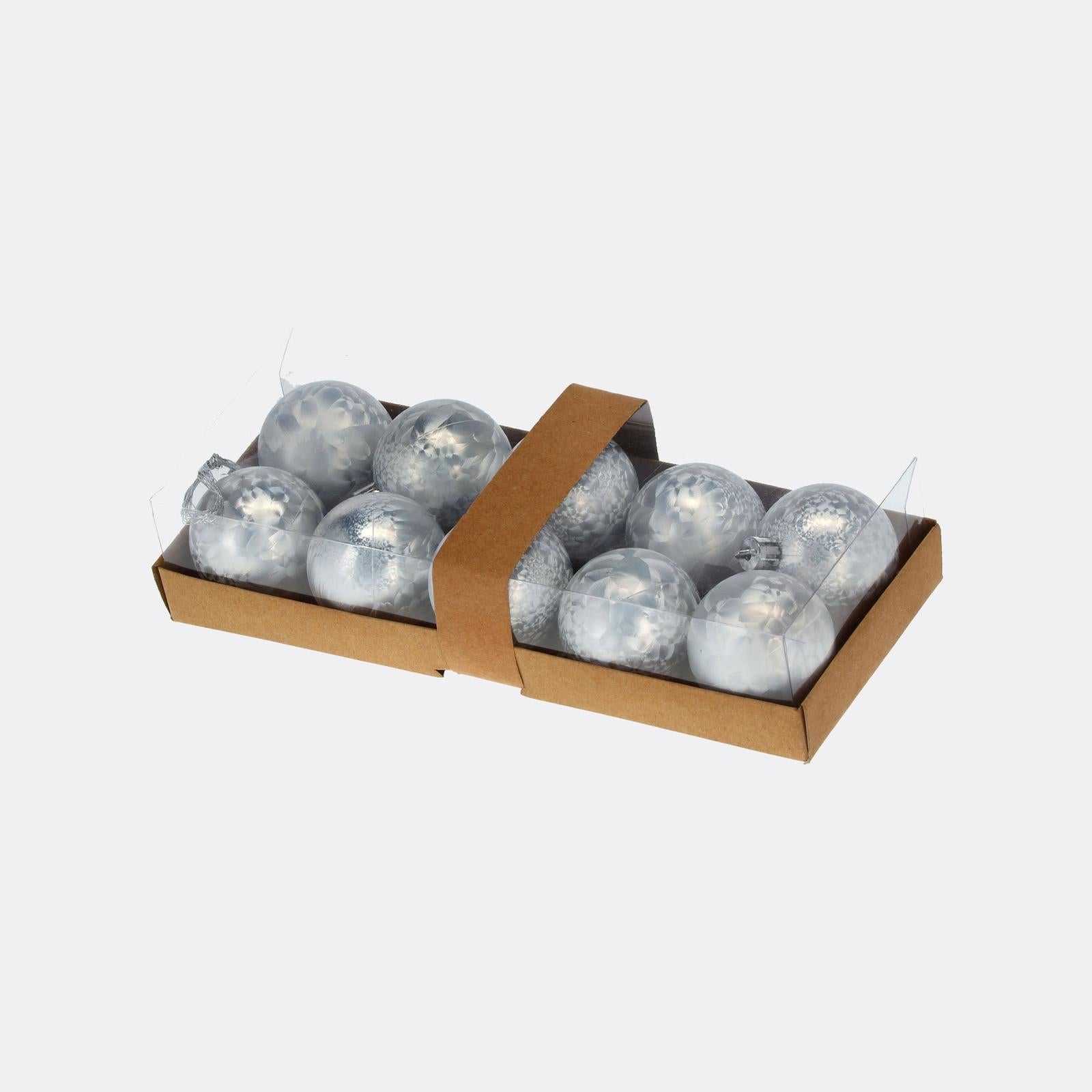 Strieborné vianočné gule v krabičke - DREVTEX