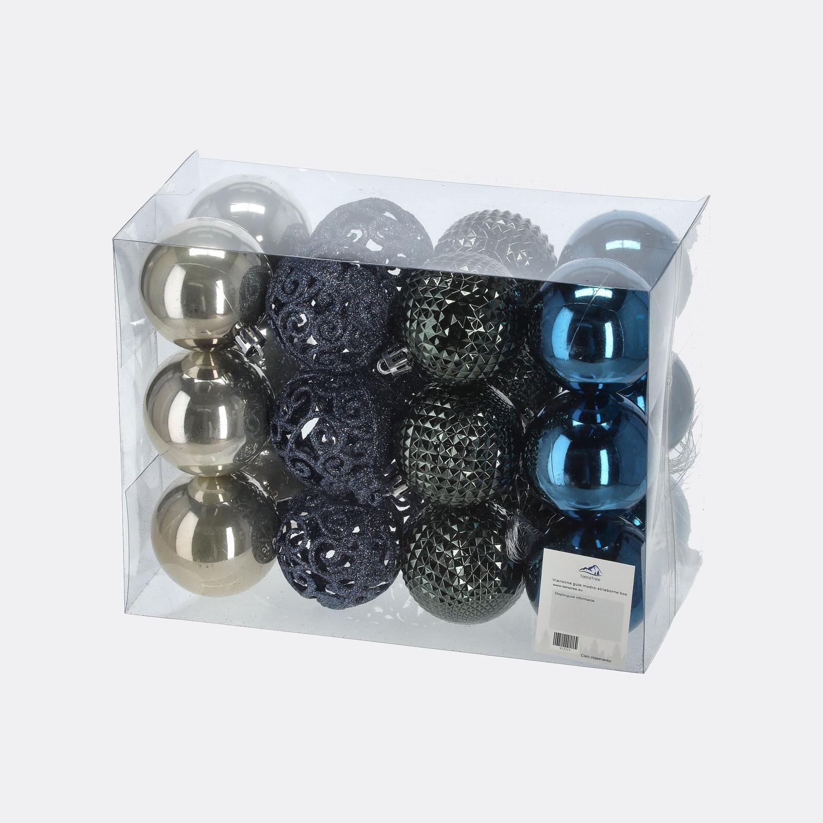 Súprava vianočných gúľ modro-strieborný mix - DREVTEX