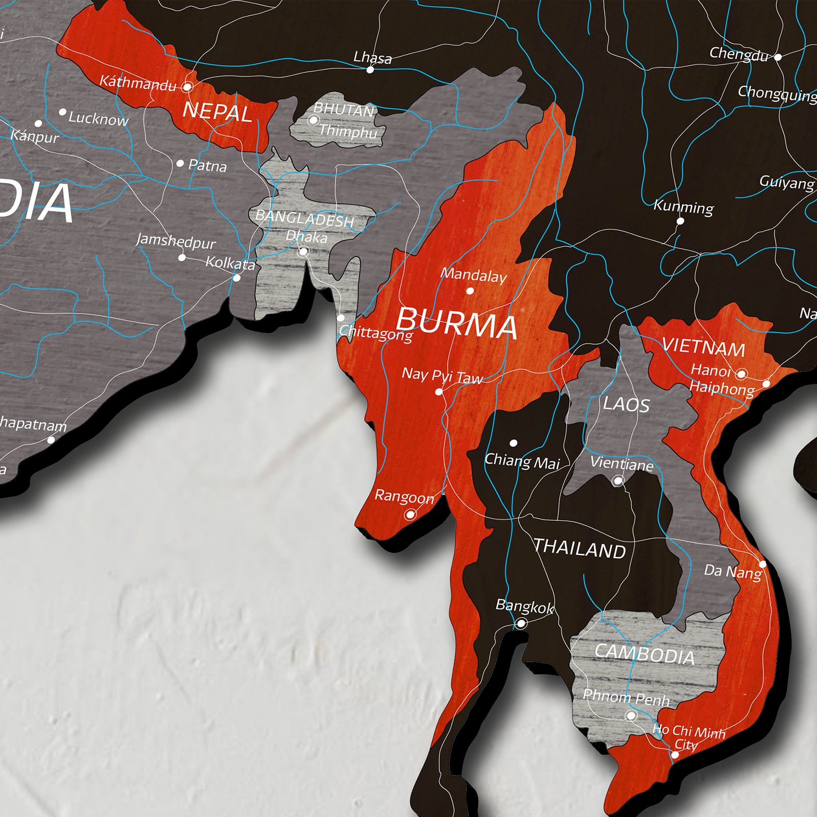 Viacvrstvová Mapa z Dreva červená