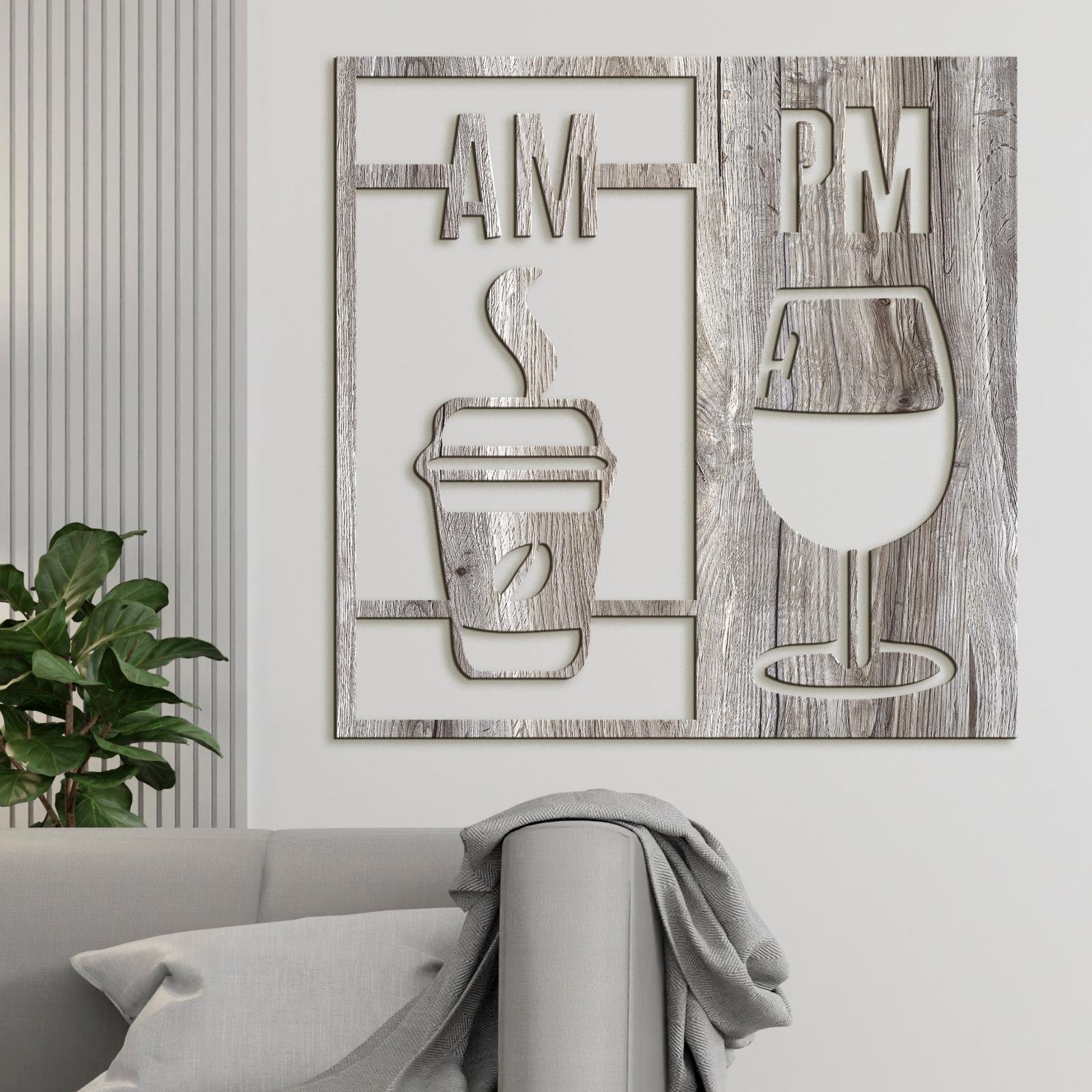 Drevená dekorácia Deň začína kávou a končí vínom-DREVTEX