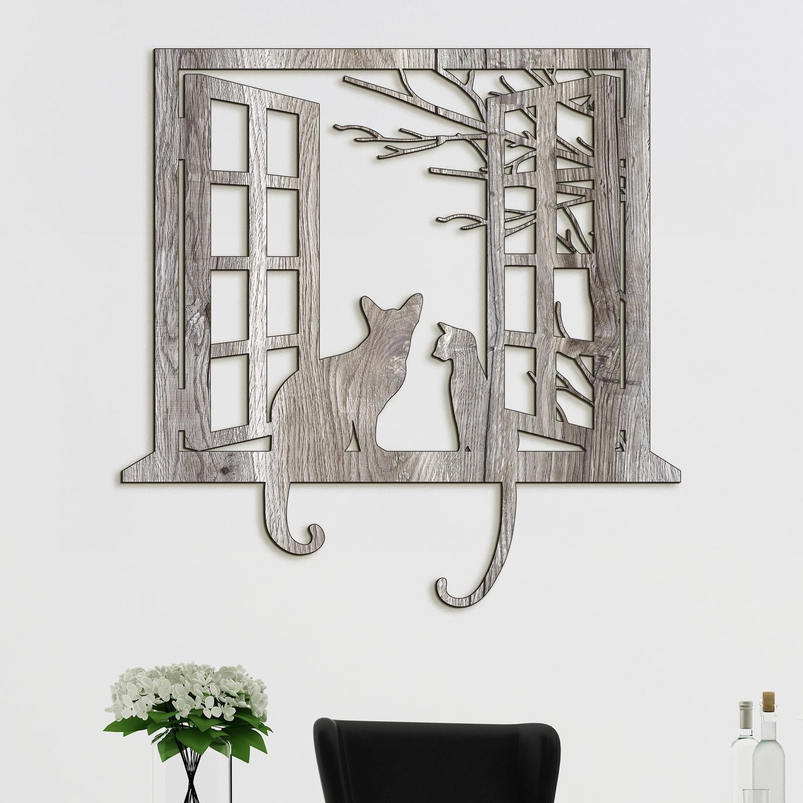 Drevena dekoracia macky-DREVTEX