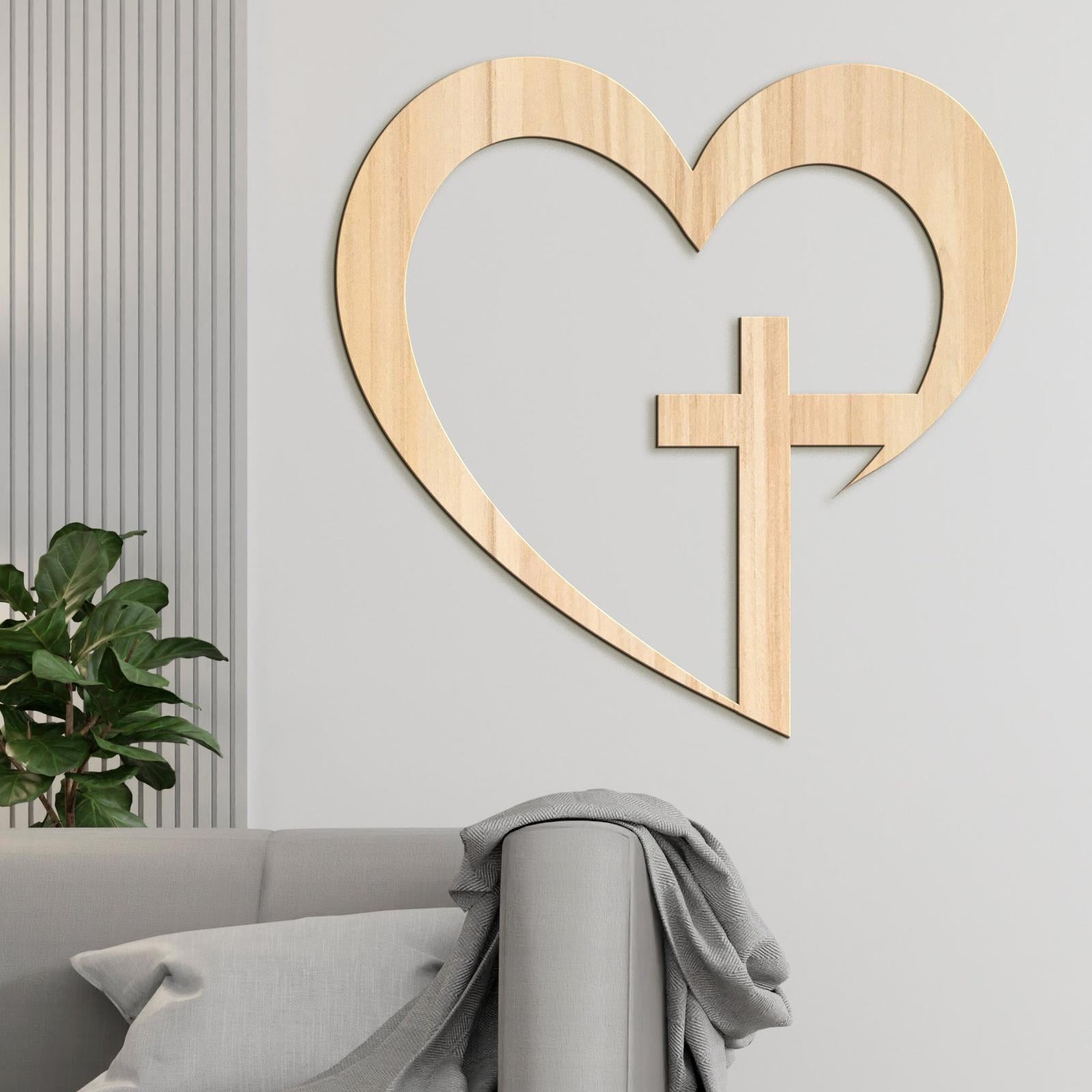 Drevený obraz na stenu Kríž v srdci-DREVTEX