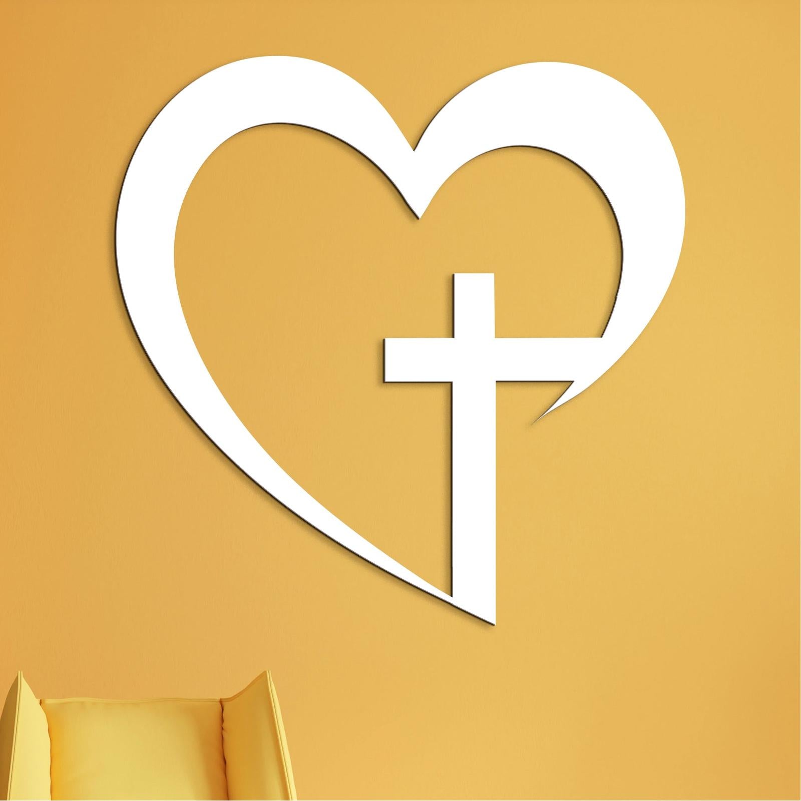 Drevený obraz na stenu Kríž v srdci-DREVTEX