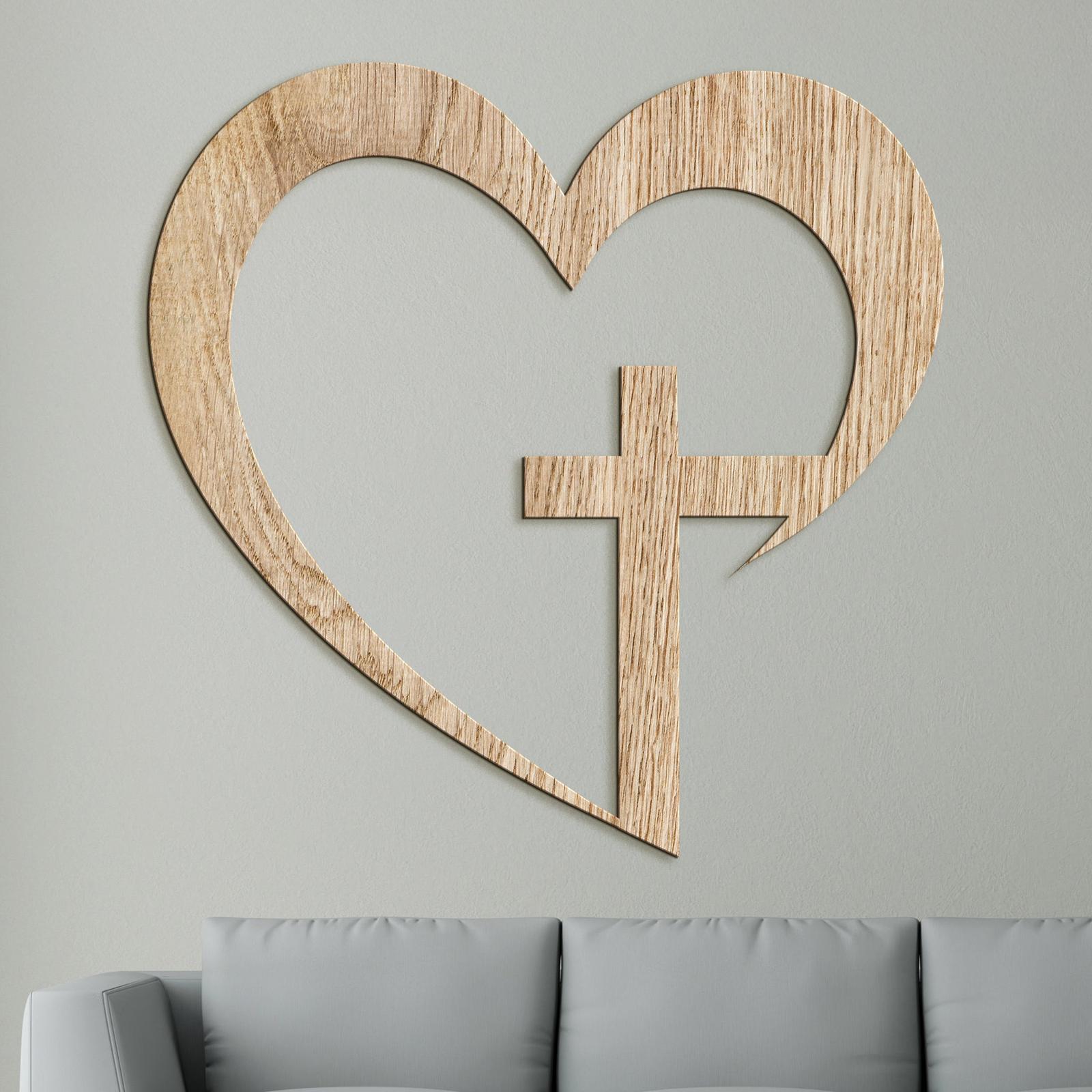 Drevený obraz na stenu Kríž v srdci-DREVTEX