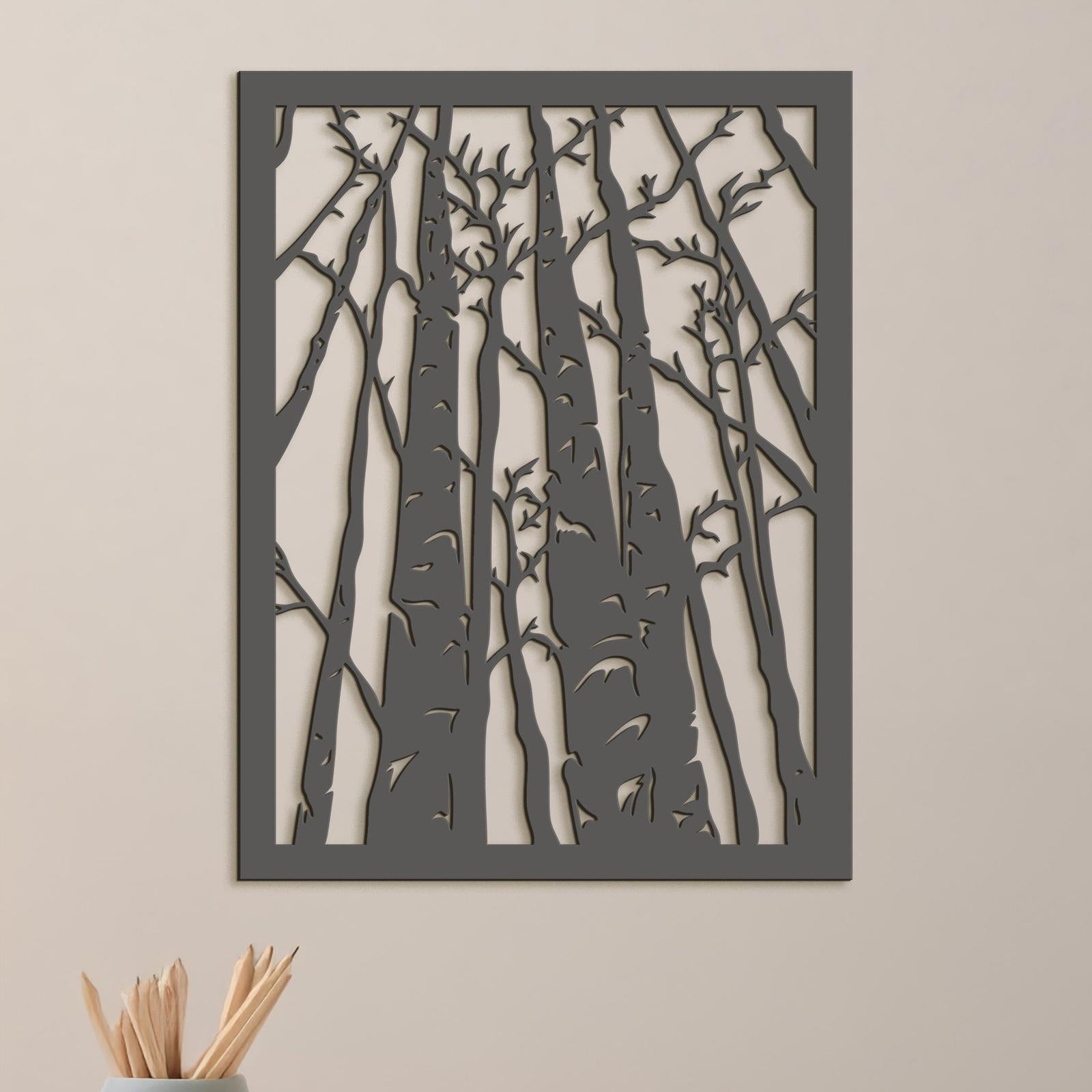 Drevený obraz na stenu silueta lesa-DREVTEX