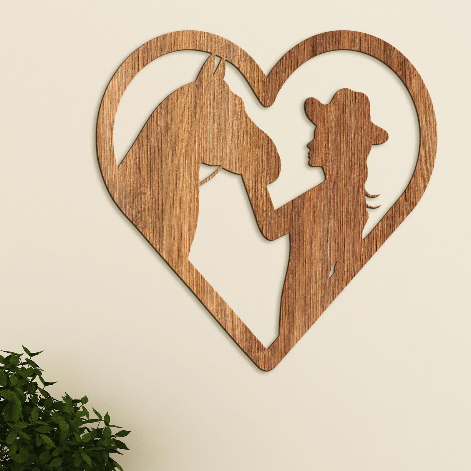 Drevený obraz na stenu žena s koňom-DREVTEX