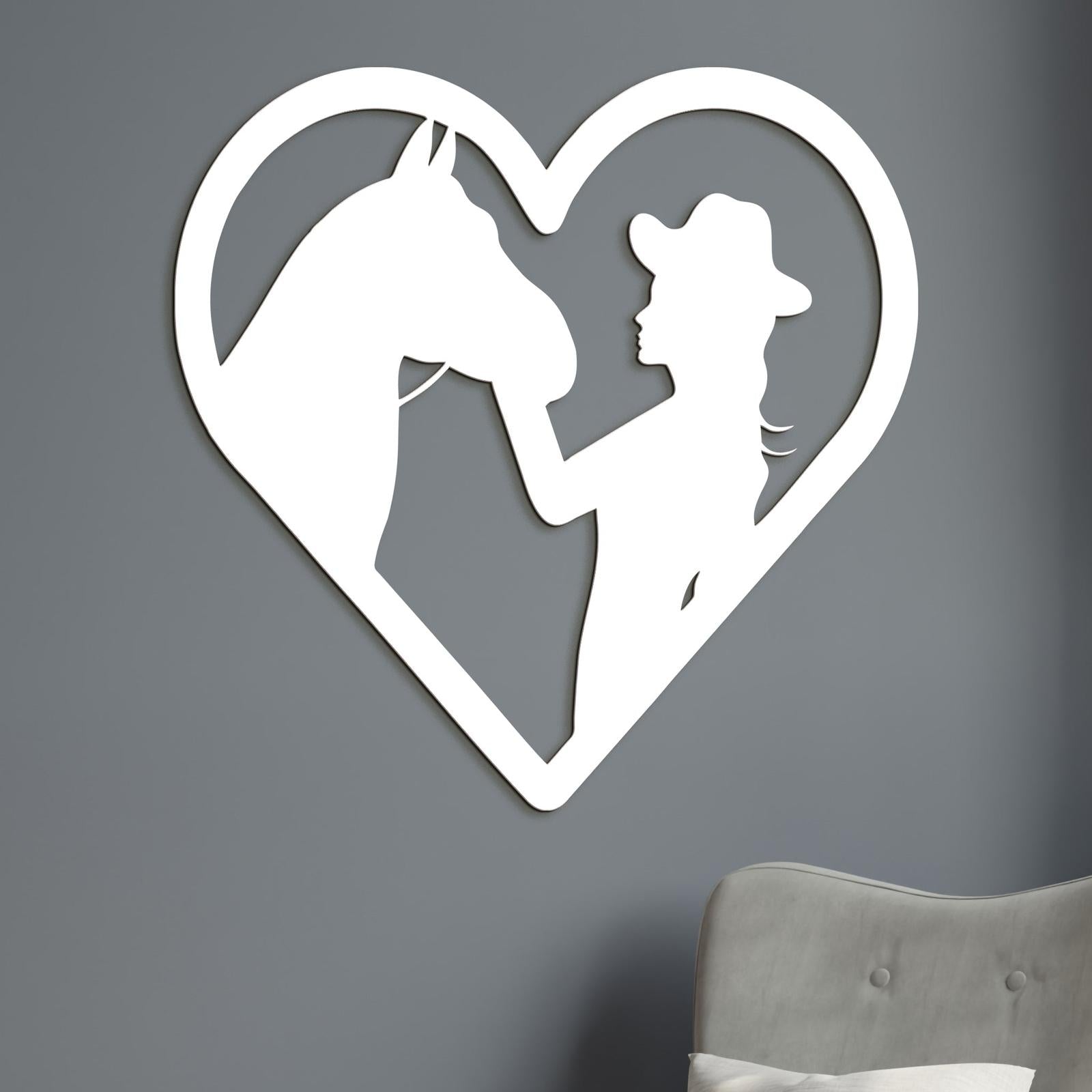 Drevený obraz na stenu žena s koňom-DREVTEX