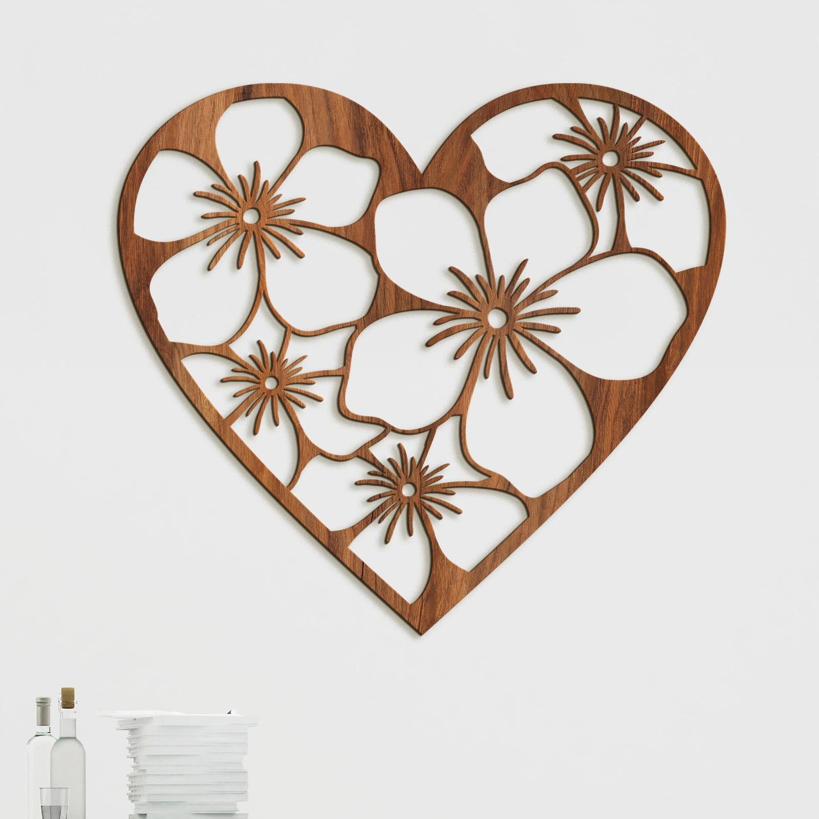 Drevený obraz Srdce plné kvetov-DREVTEX