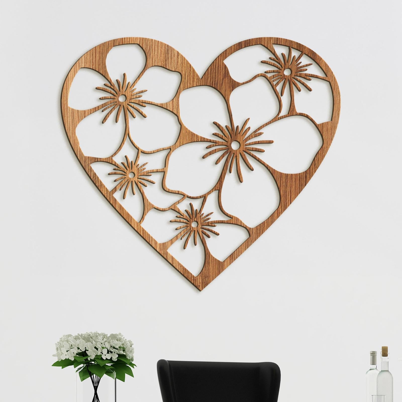 Drevený obraz Srdce plné kvetov-DREVTEX