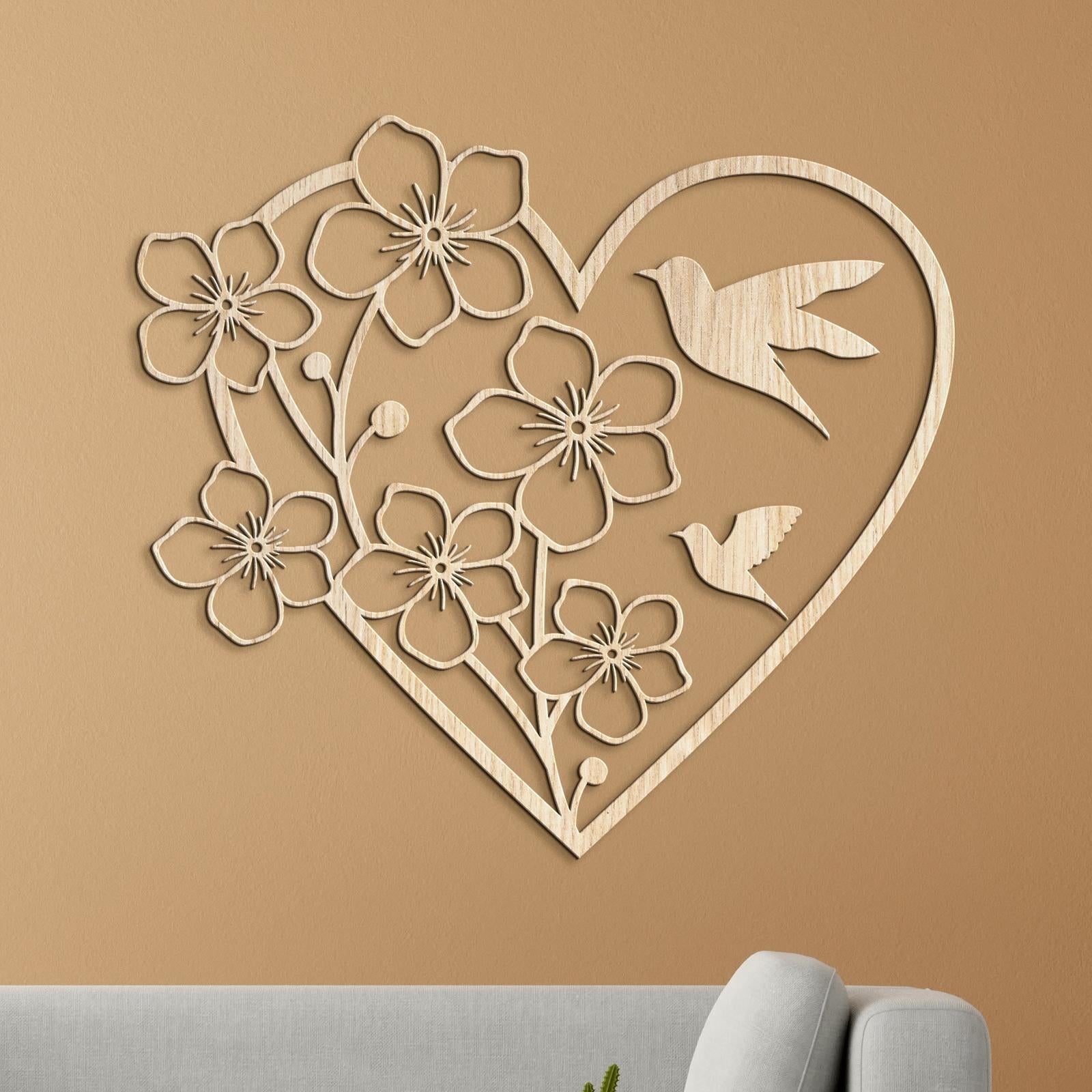 Drevený obraz Srdce s kvetmi-DREVTEX