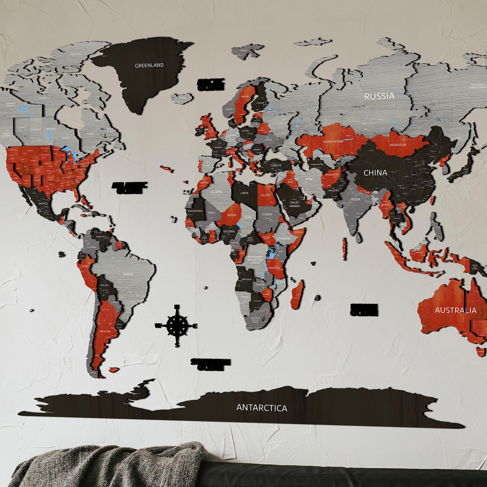 Viacvrstvová Mapa z Dreva červená