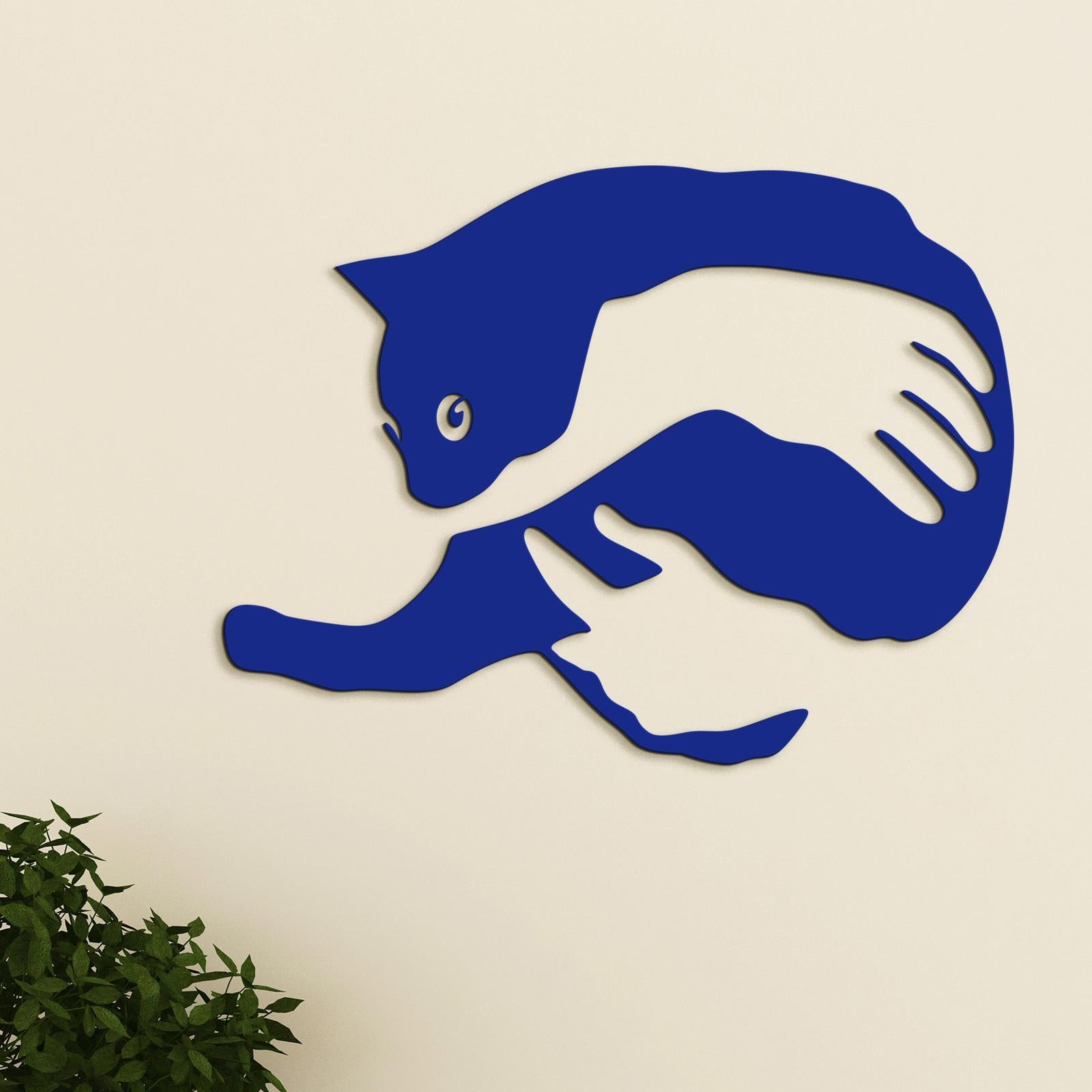 Drevený obraz na stenu mačka v náručí-DREVTEX