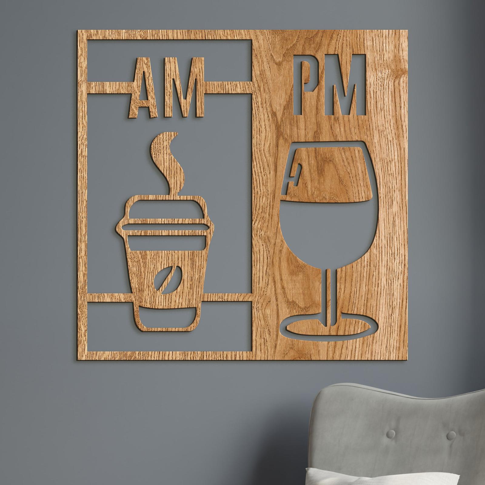 Drevená dekorácia Deň začína kávou a končí vínom-DREVTEX