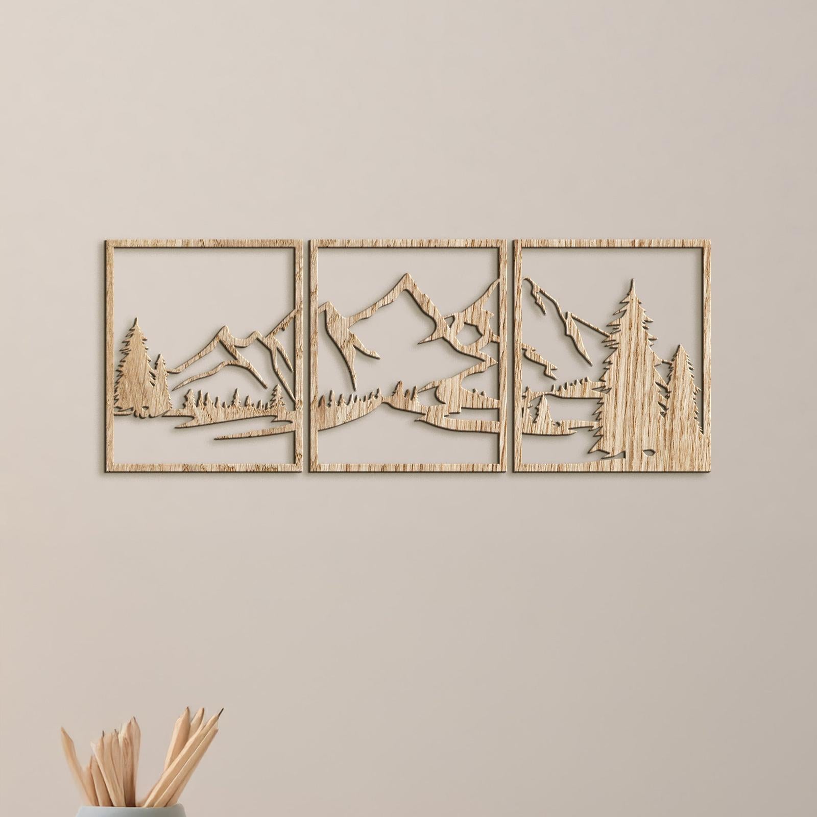 Trojdielny obraz na stenu Hory-DREVTEX