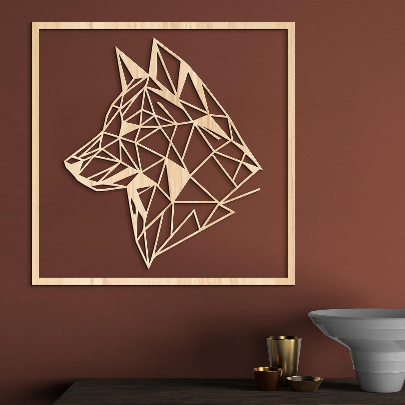 Drevený obraz Silueta vlka-DREVTEX