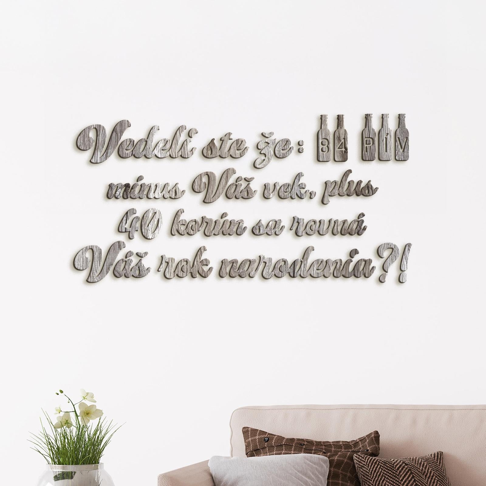 Vtipný drevený nápis na stenu PIVO-DREVTEX