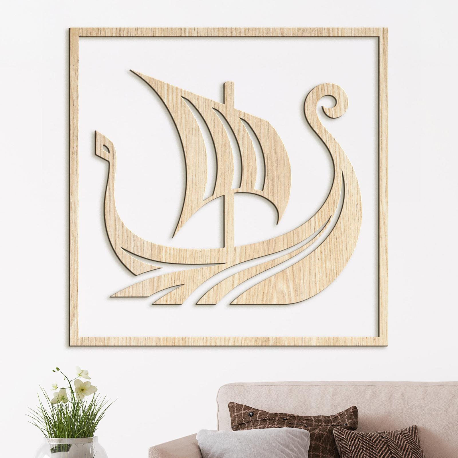 Dreveny obraz Vikingska lod-DREVTEX