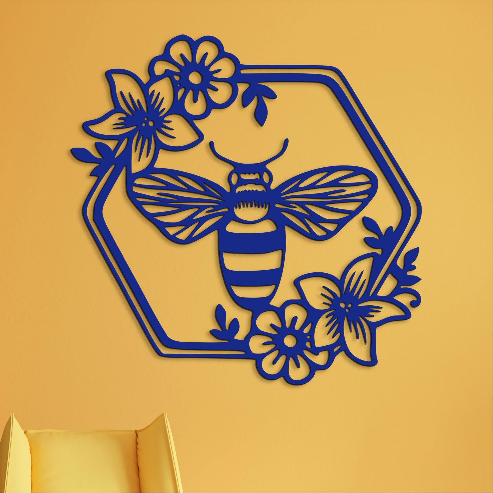 Drevený obraz Včela s kvetmi-DREVTEX