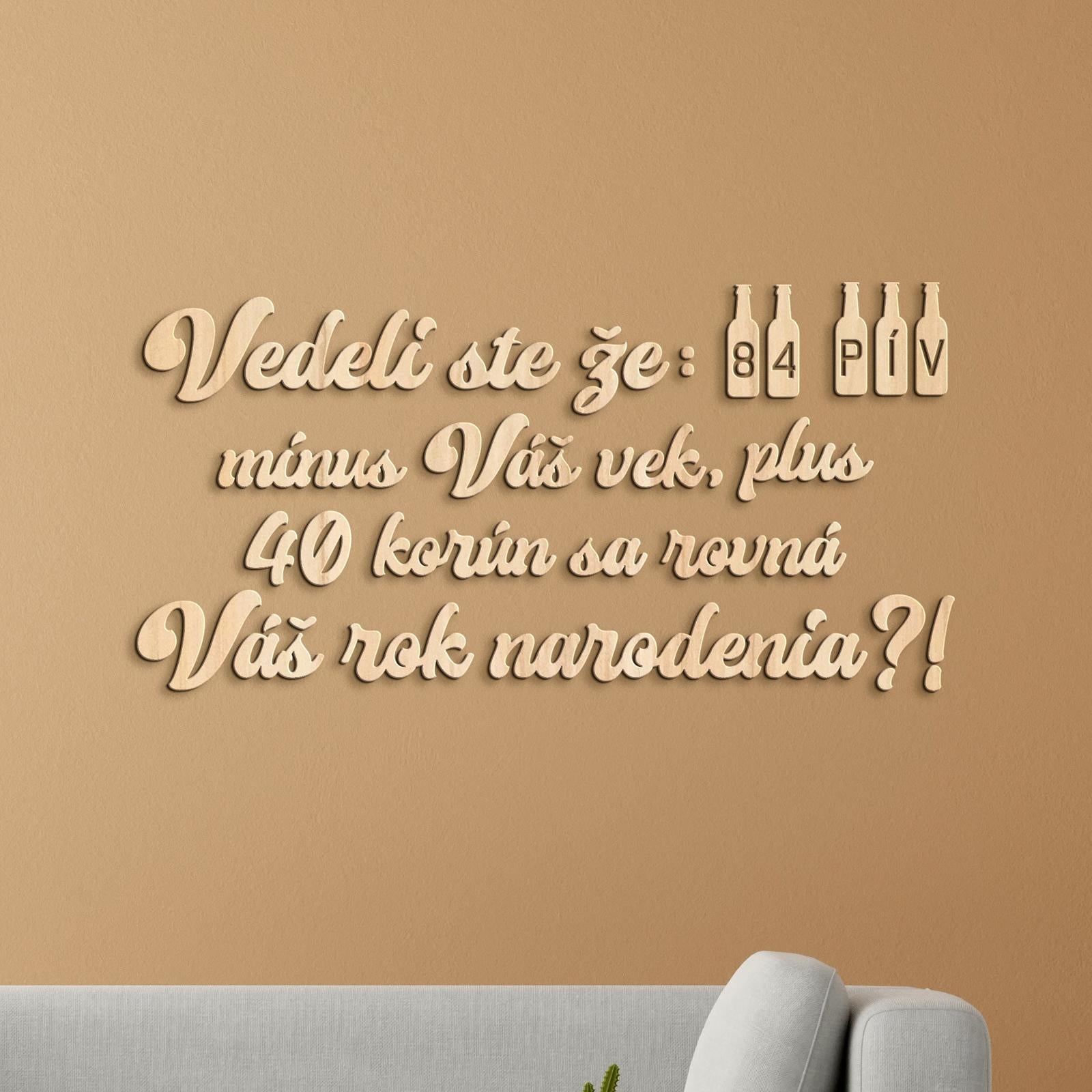 Vtipný drevený nápis na stenu PIVO-DREVTEX