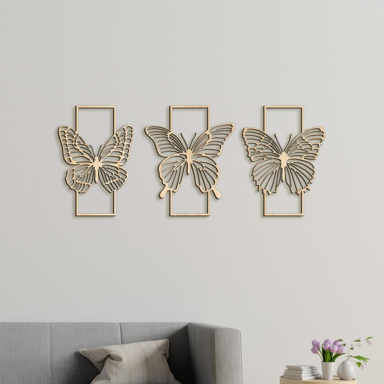 Trojdielna dekoracia Motyle-DREVTEX