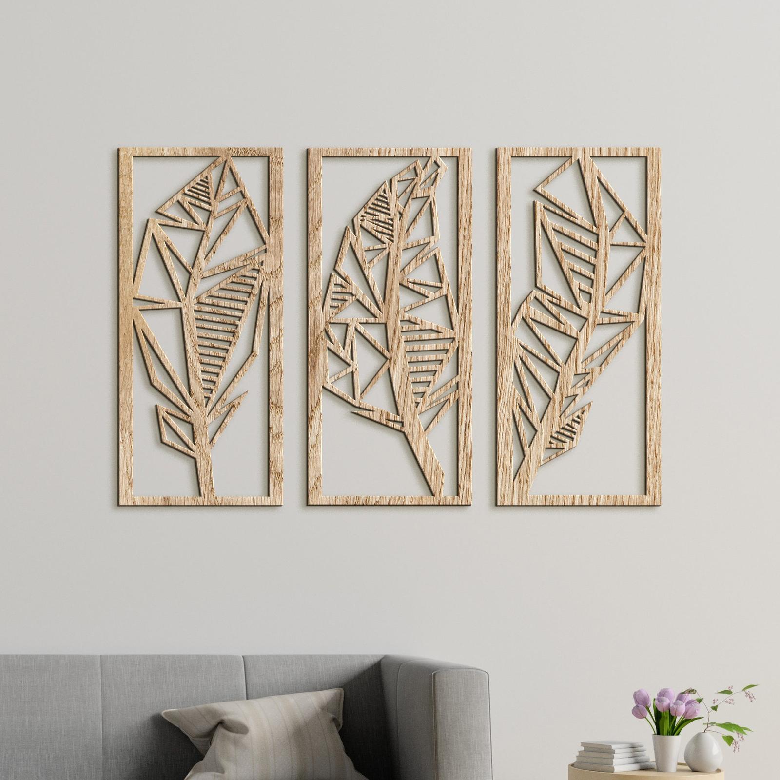 Trojdielny obraz Listy 3D-DREVTEX