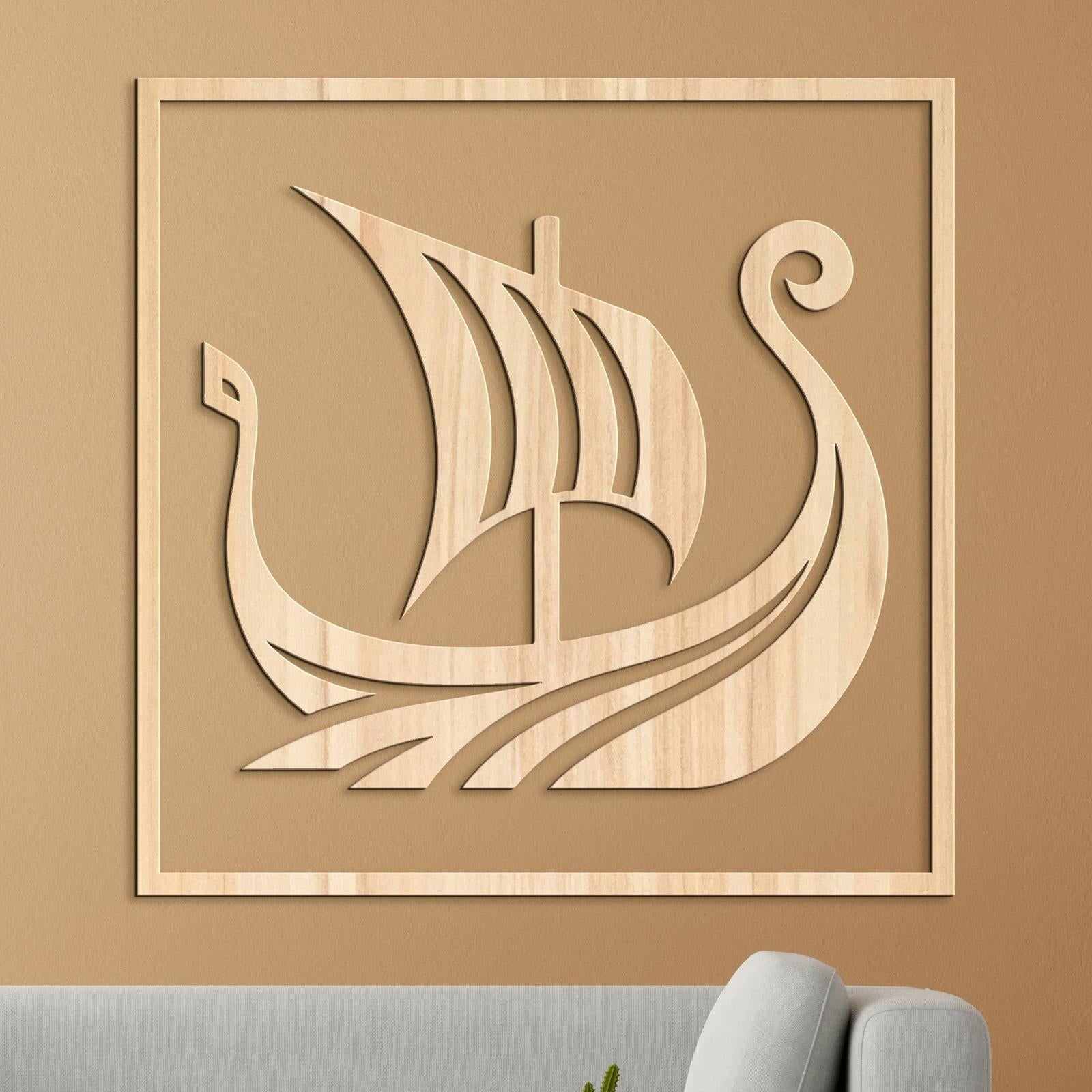 Dreveny obraz Vikingska lod-DREVTEX