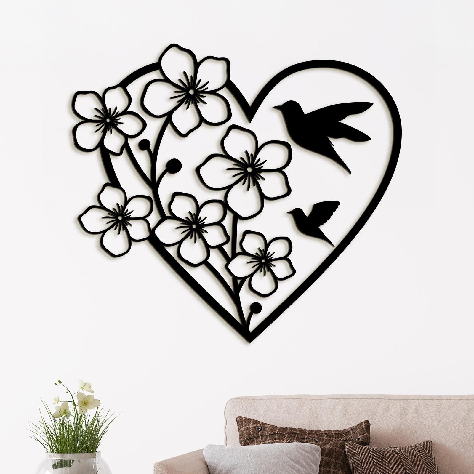 Drevený obraz Srdce s kvetmi-DREVTEX