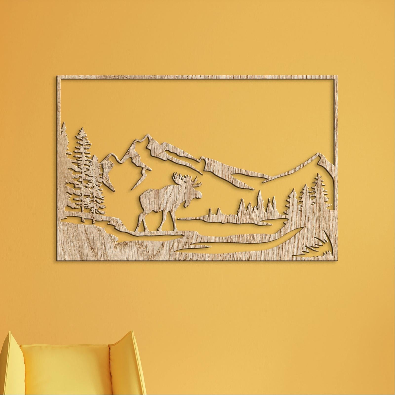 Horska sceneria s lososom-DREVTEX