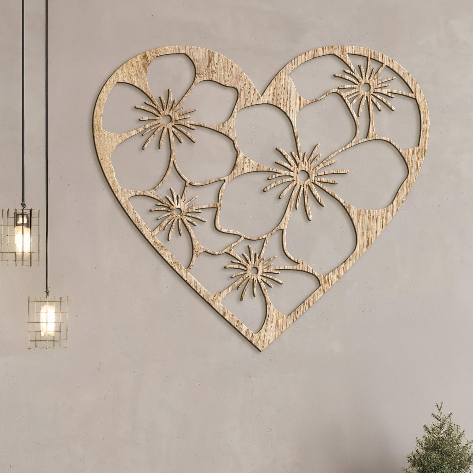 Drevený obraz Srdce plné kvetov-DREVTEX