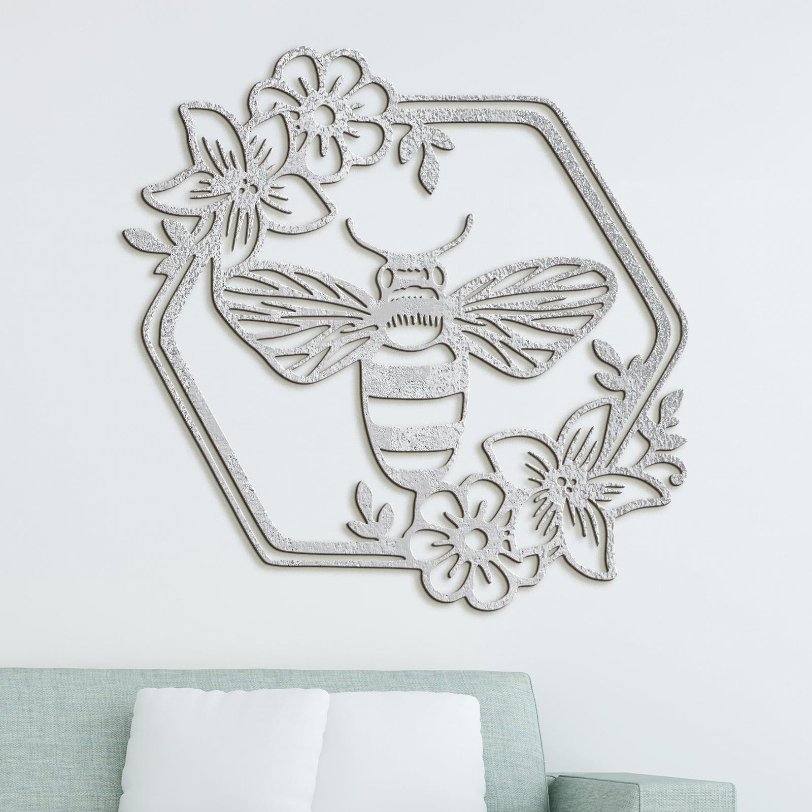 Drevený obraz Včela s kvetmi-DREVTEX