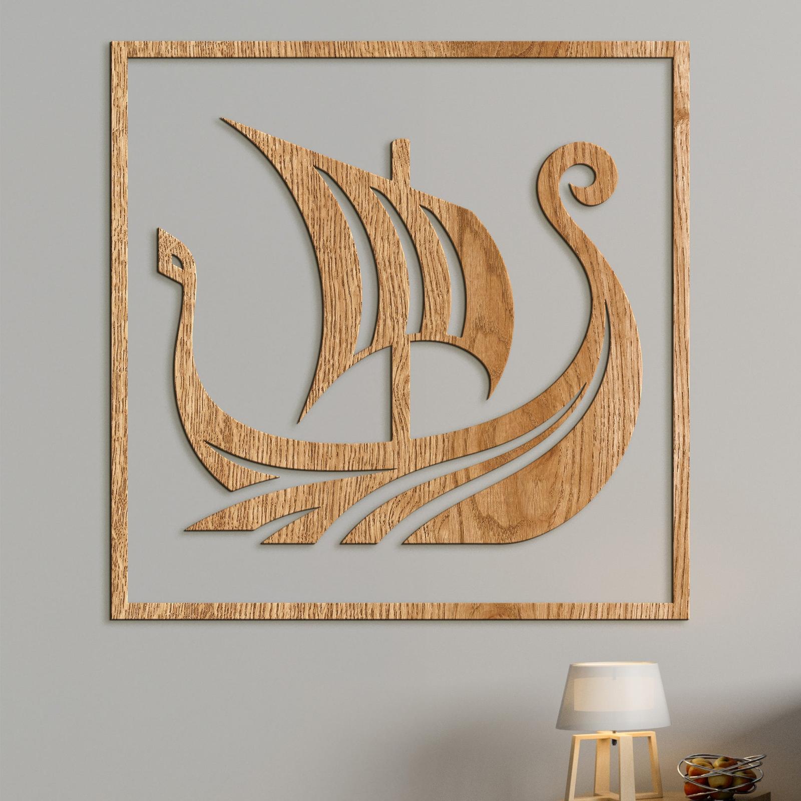Dreveny obraz Vikingska lod-DREVTEX