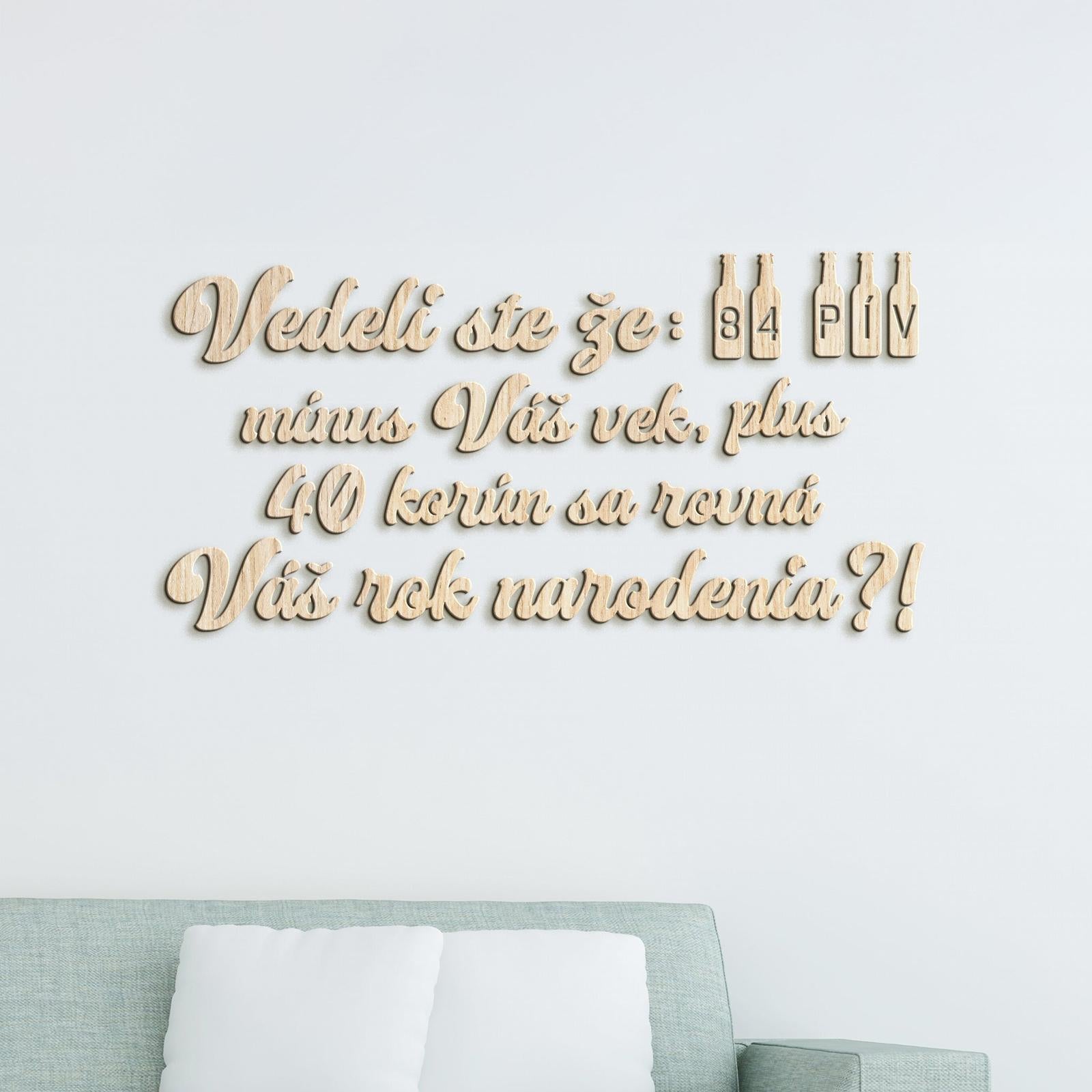 Vtipný drevený nápis na stenu PIVO-DREVTEX