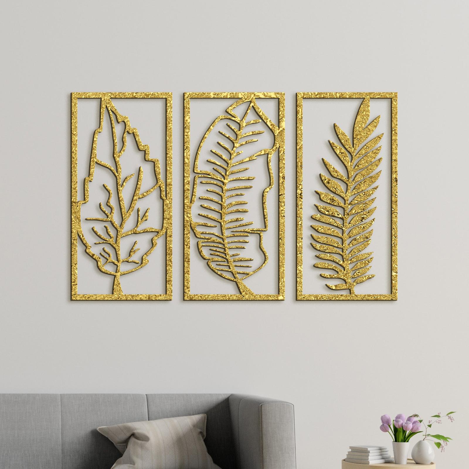 Trojdielny obraz Listy-DREVTEX