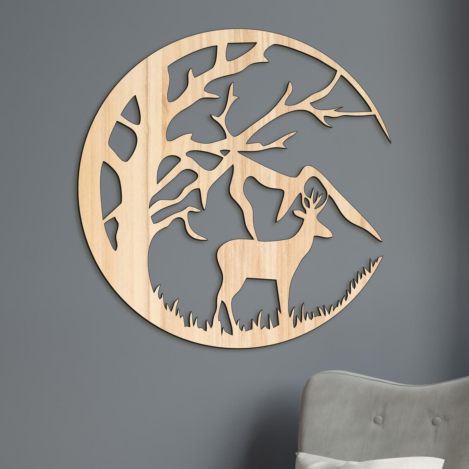 Drevená dekorácia s motívom Jeleňa-DREVTEX