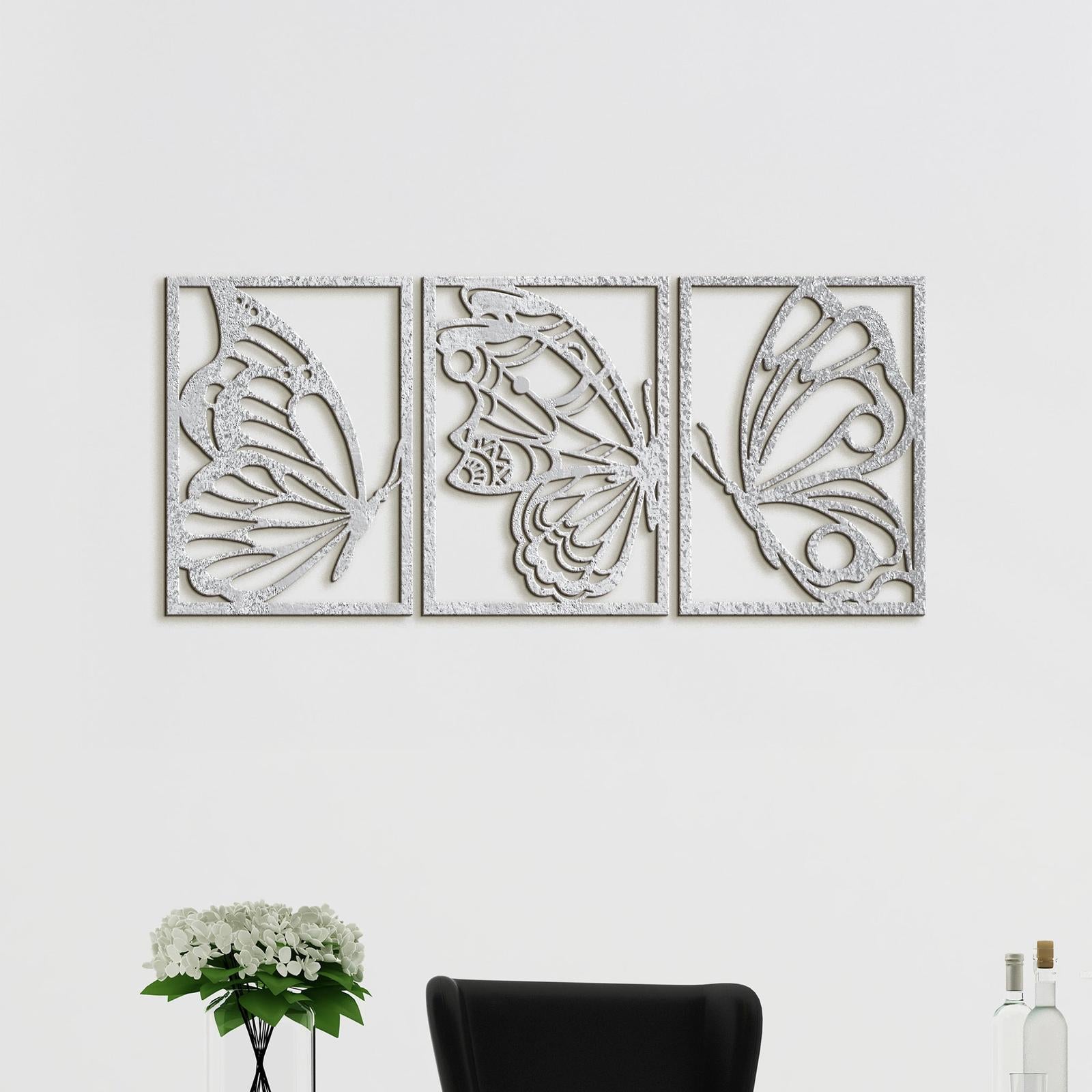 Trojdielny drevený obraz motýle-DREVTEX