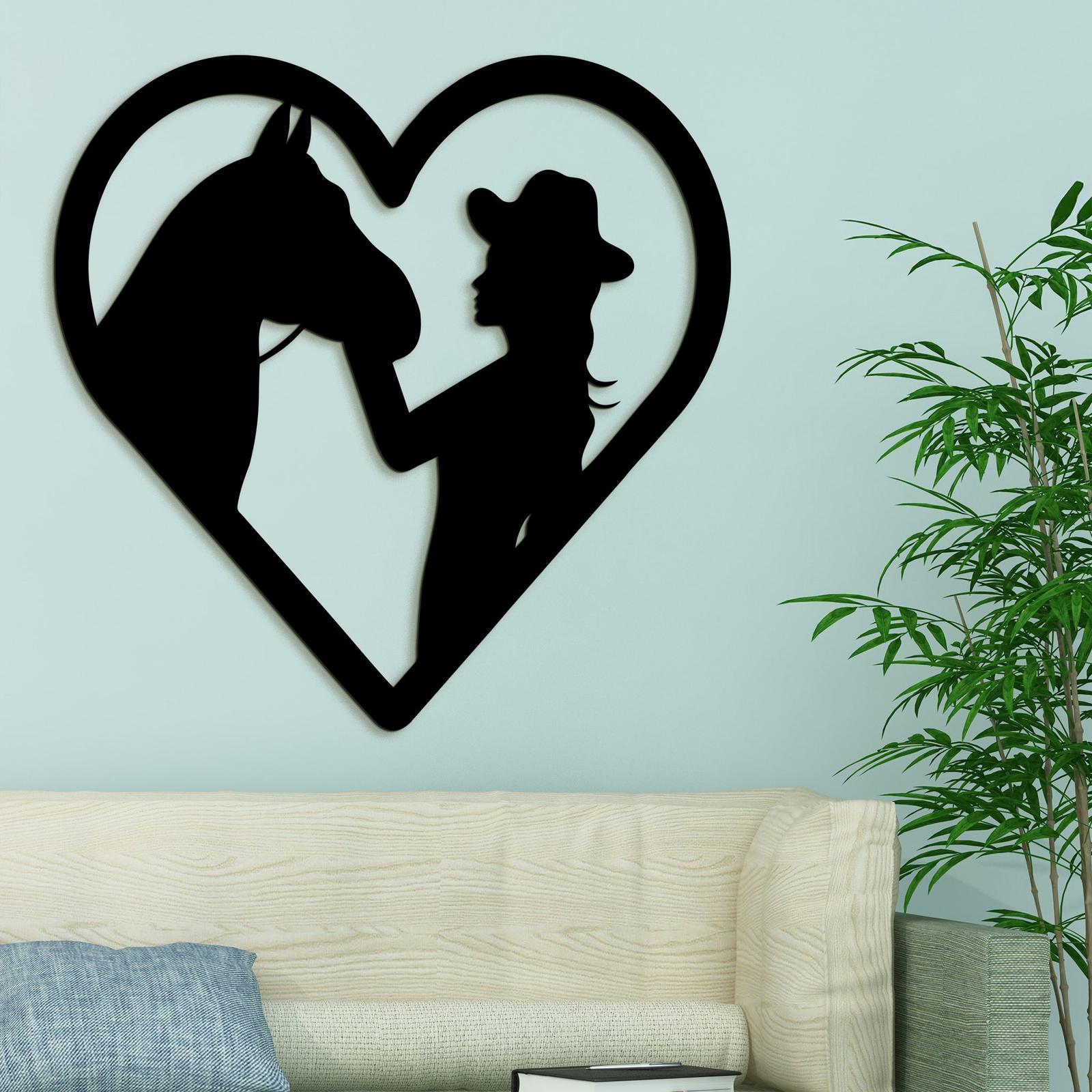 Drevený obraz na stenu žena s koňom-DREVTEX