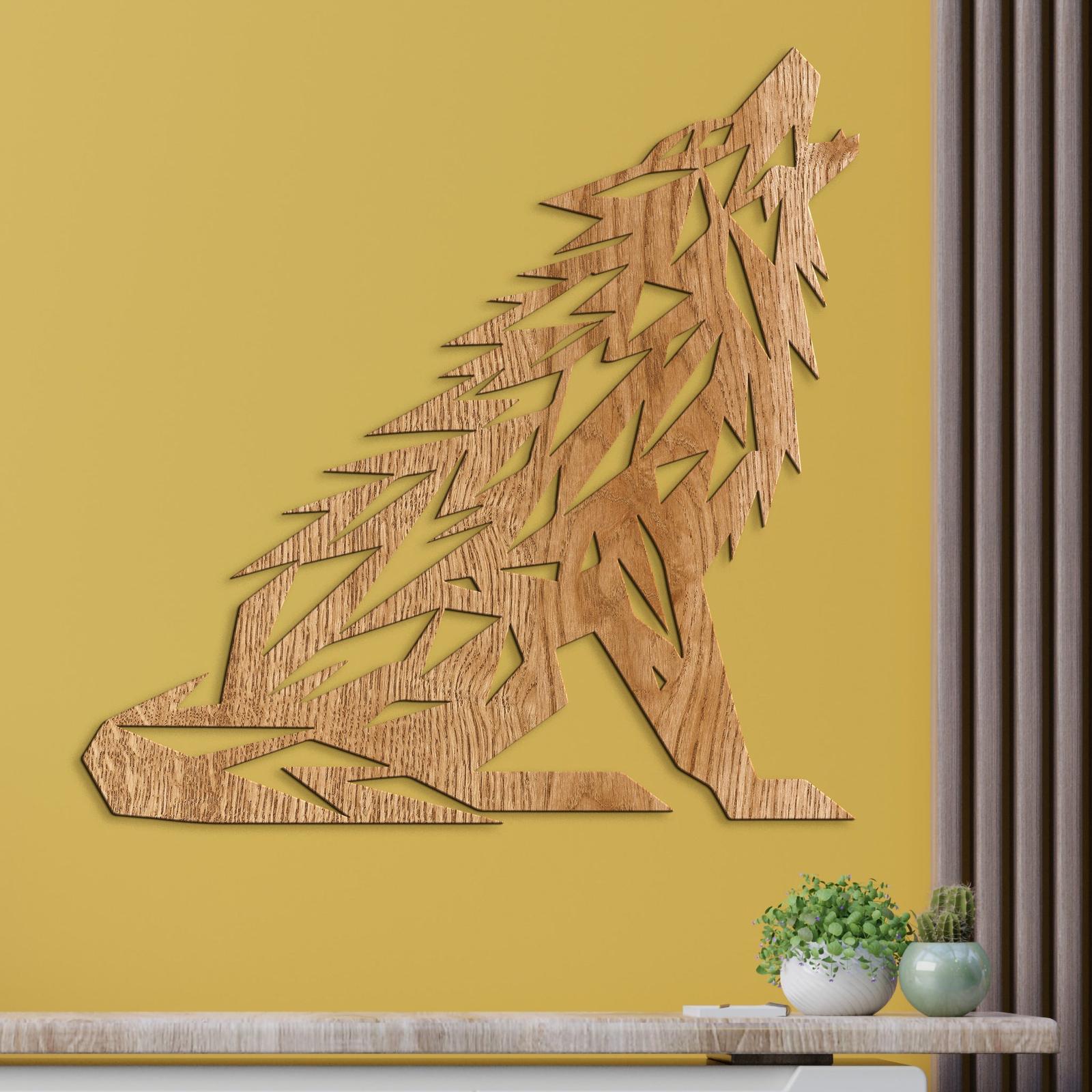 Drevený obraz Vyjúci vlk-DREVTEX