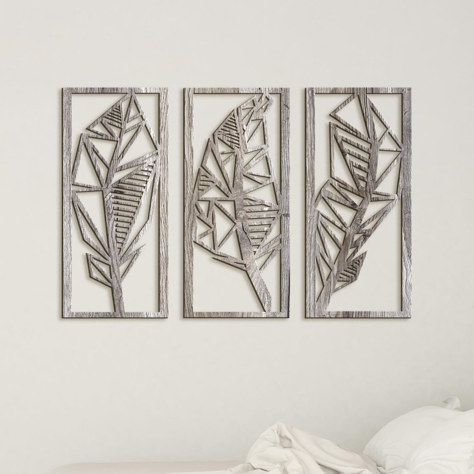 Trojdielny obraz Listy 3D-DREVTEX