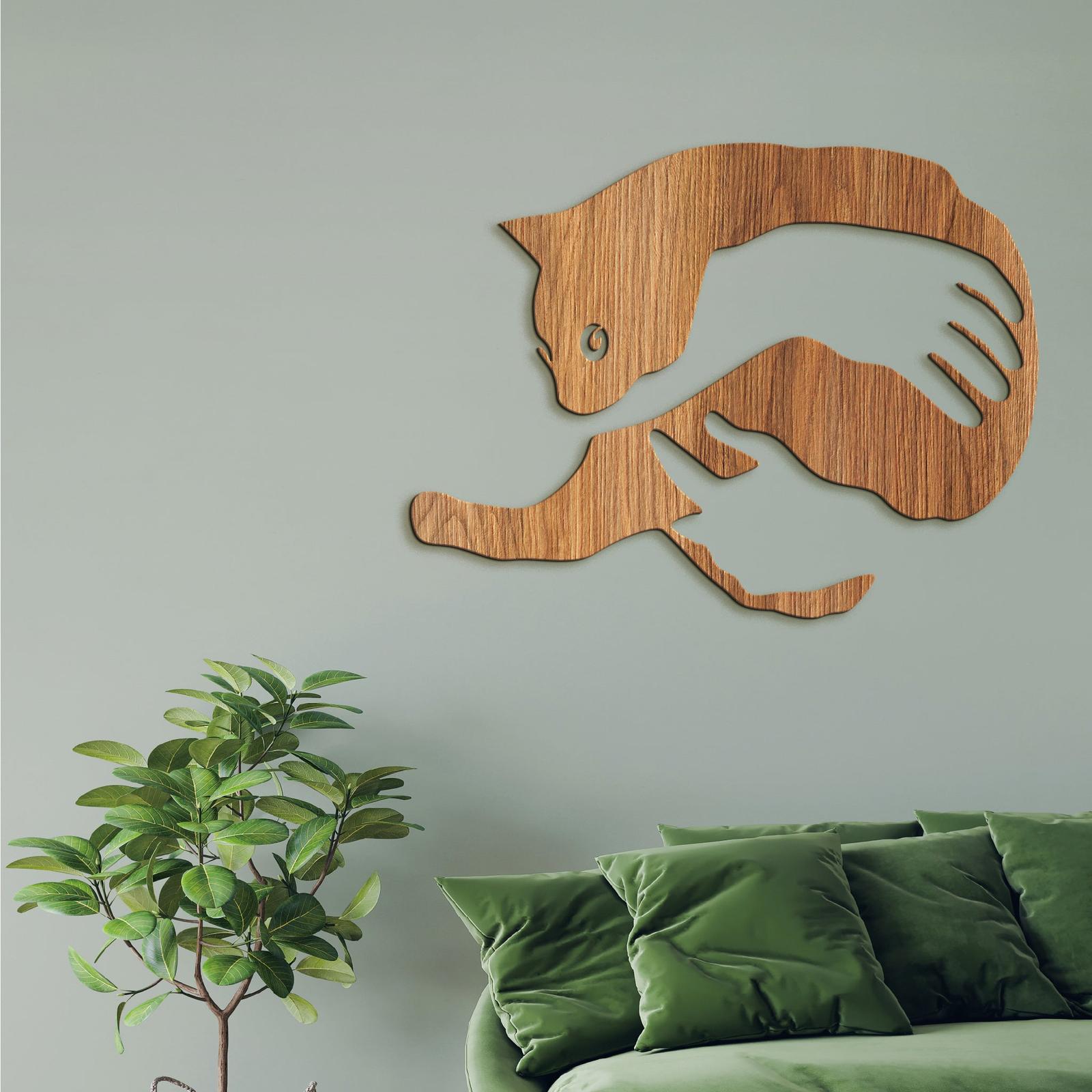 Drevený obraz na stenu mačka v náručí-DREVTEX