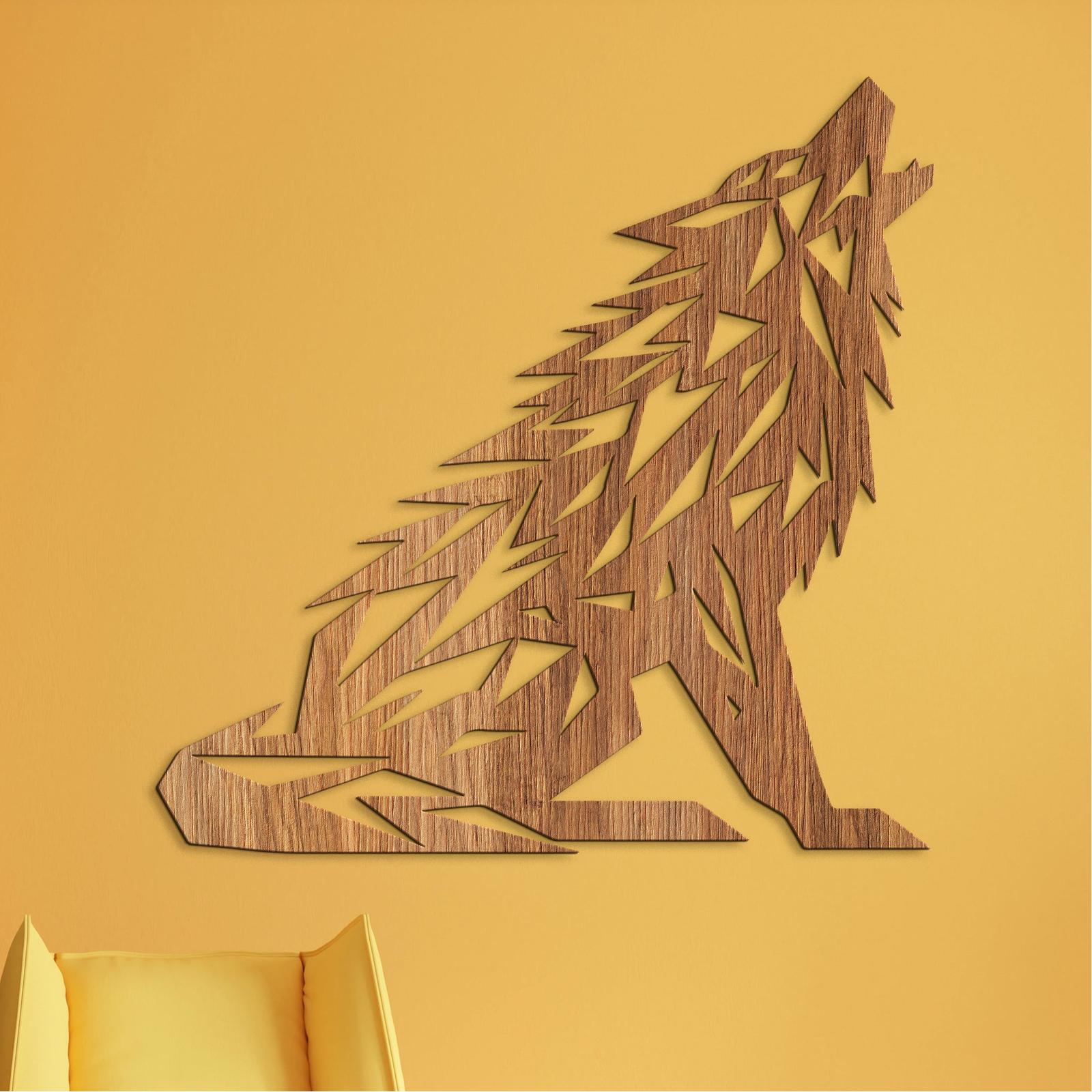 Drevený obraz Vyjúci vlk-DREVTEX