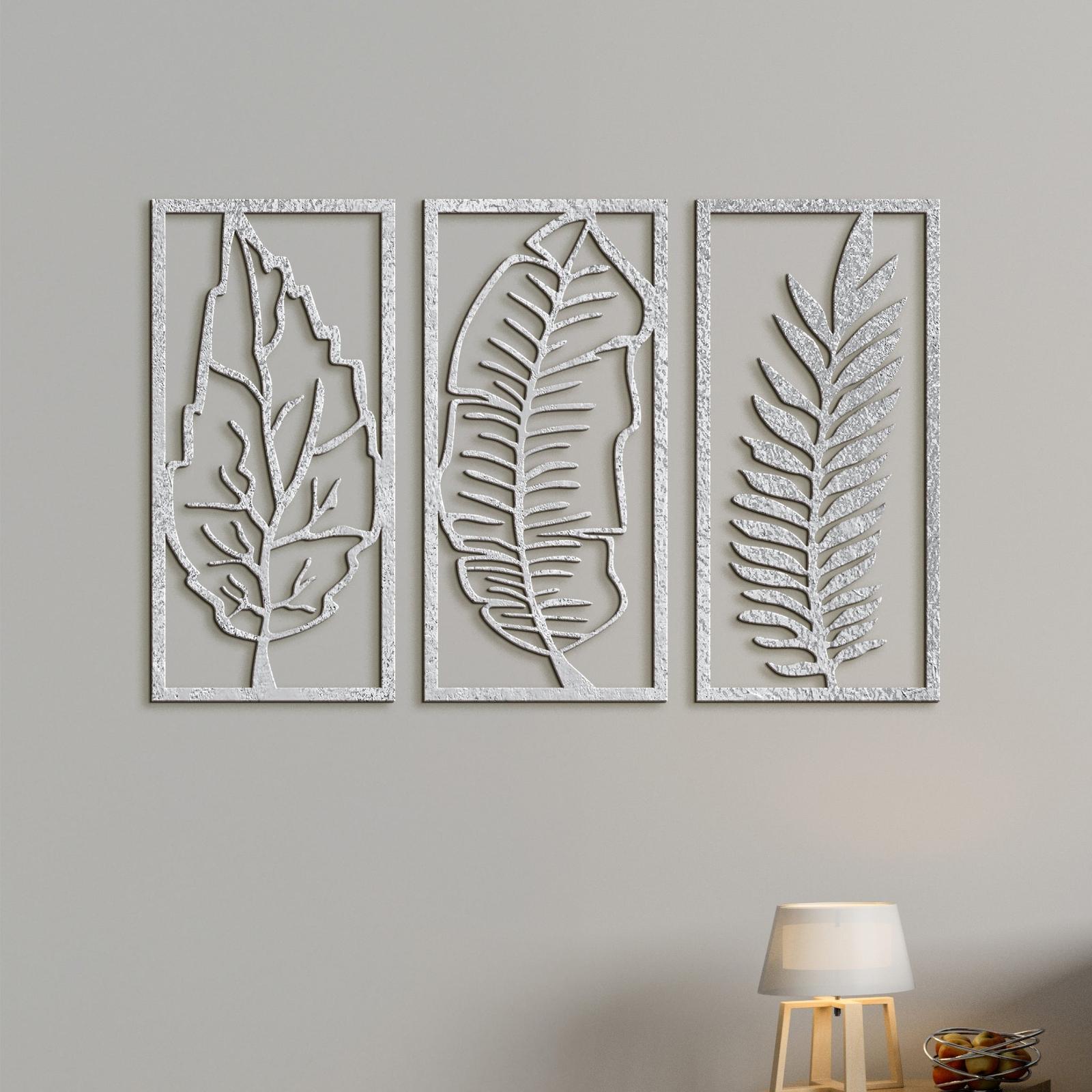 Trojdielny obraz Listy-DREVTEX