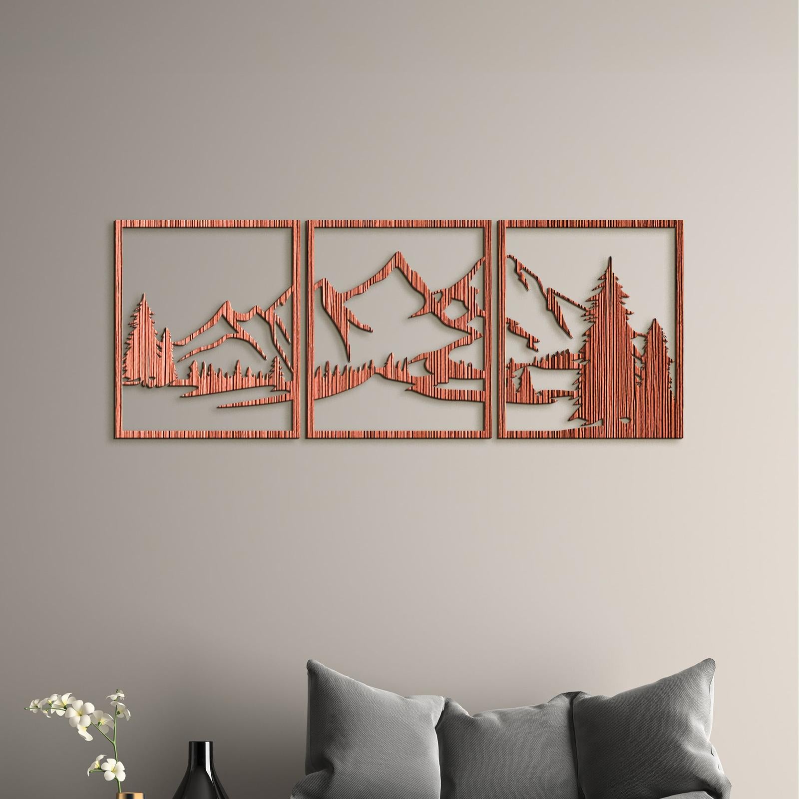 Trojdielny obraz na stenu Hory-DREVTEX