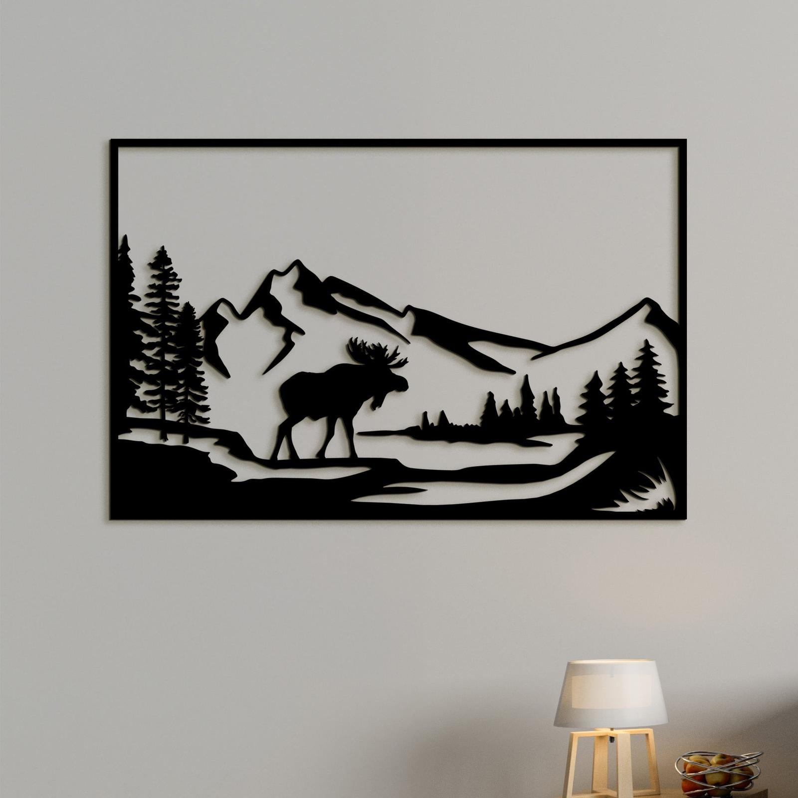 Horska sceneria s lososom-DREVTEX