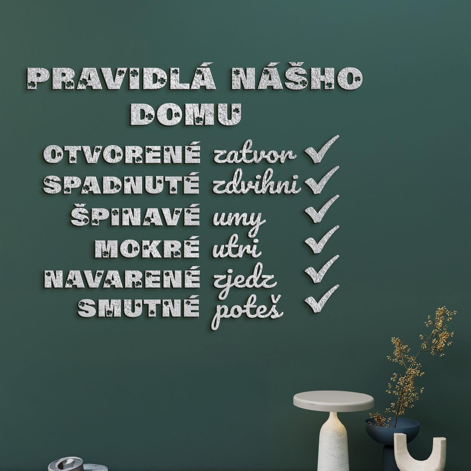 Drevený citát Pravidlá nášho domu-DREVTEX