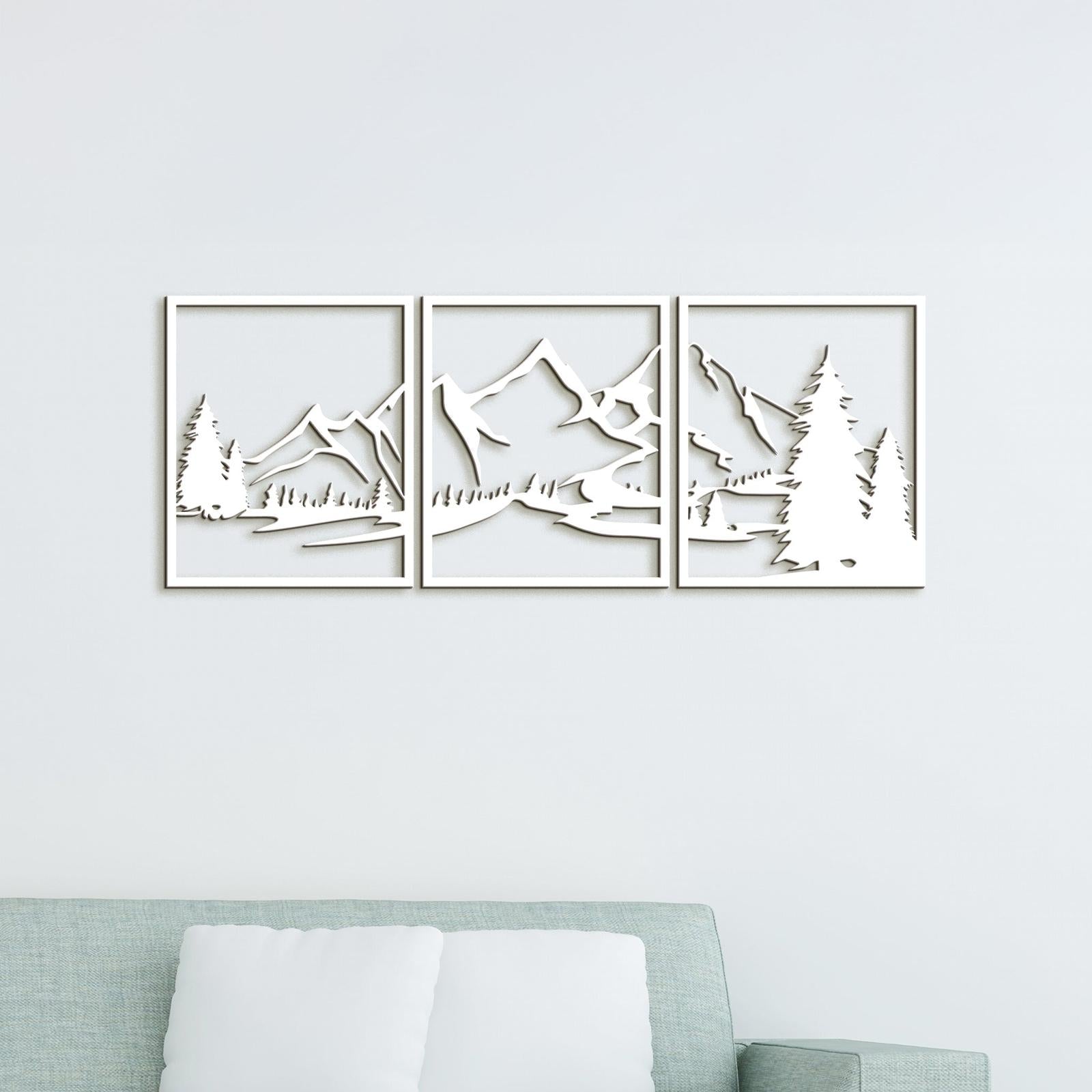 Trojdielny obraz na stenu Hory-DREVTEX