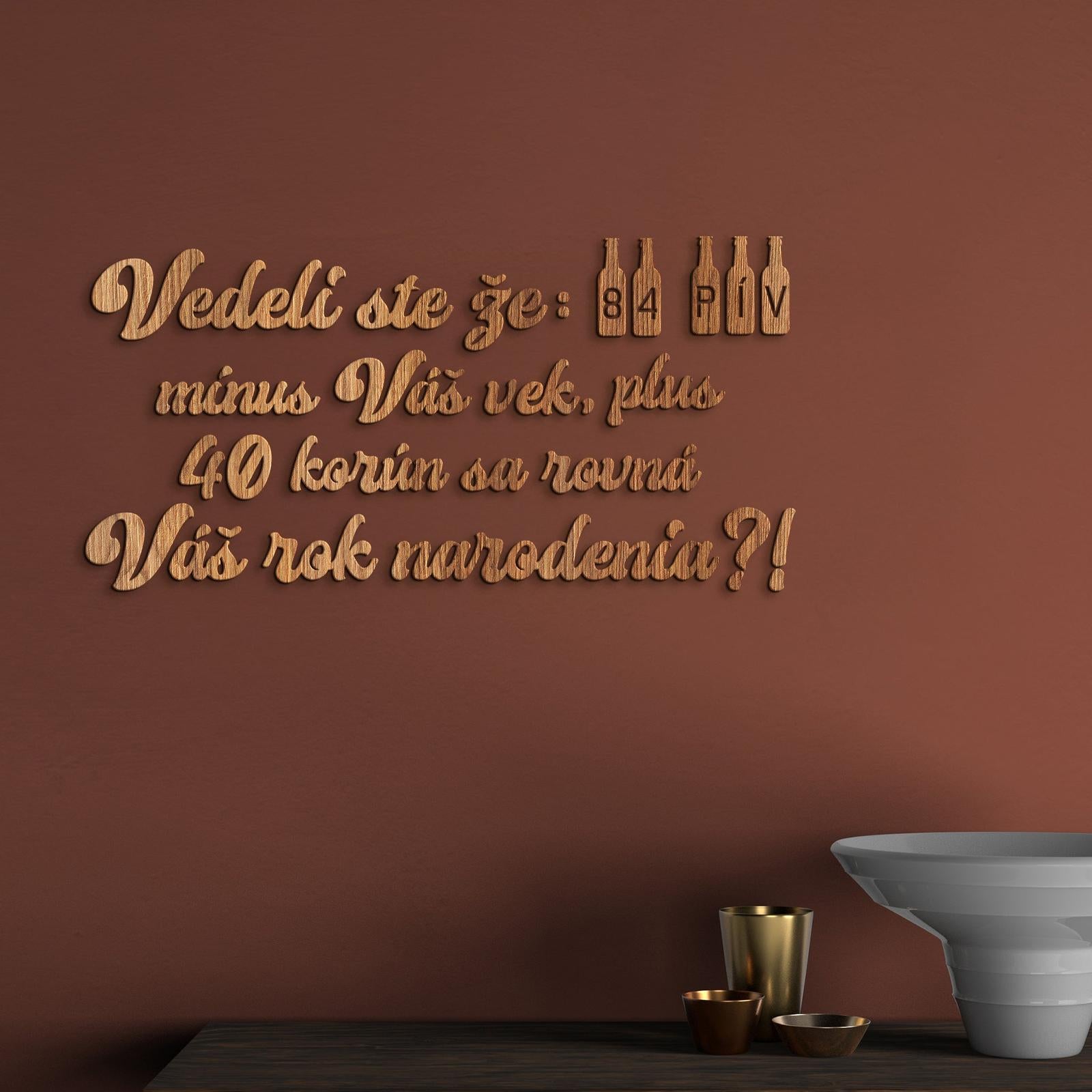 Vtipný drevený nápis na stenu PIVO-DREVTEX