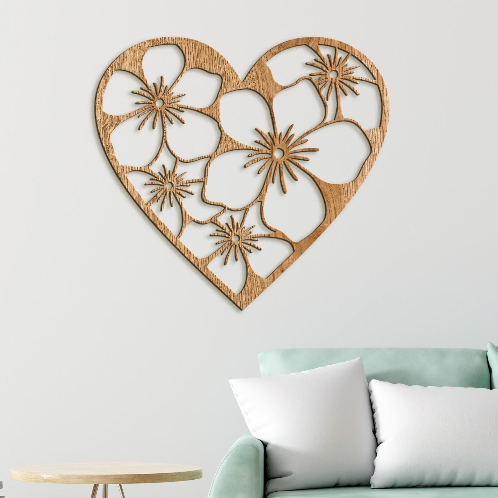 Drevený obraz Srdce plné kvetov-DREVTEX