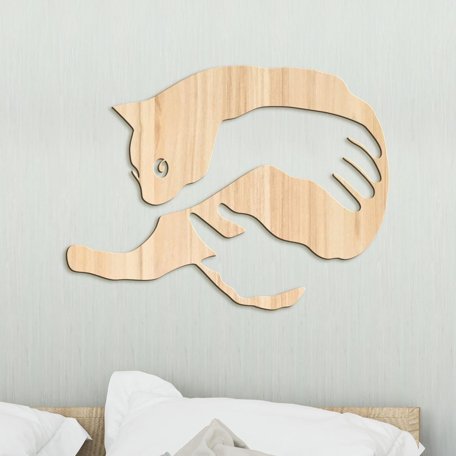 Drevený obraz na stenu mačka v náručí-DREVTEX