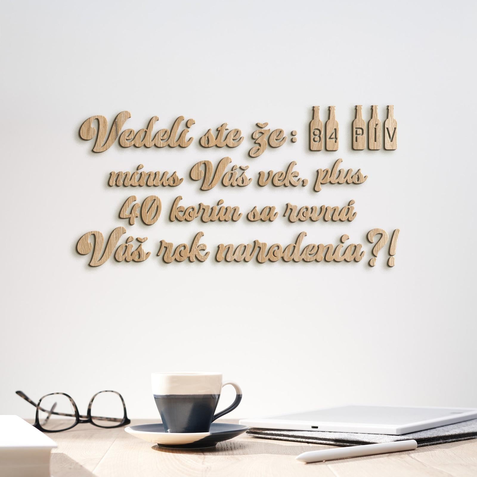 Vtipný drevený nápis na stenu PIVO-DREVTEX